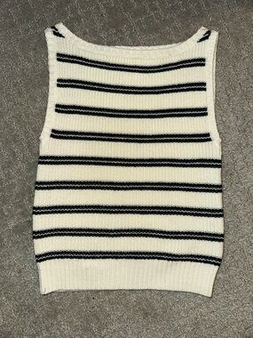 Striped Knit Top in ivory and navy